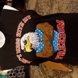 Men sleeveless patriotic grafic eagle shirt size44 _46 large made guatemala blac